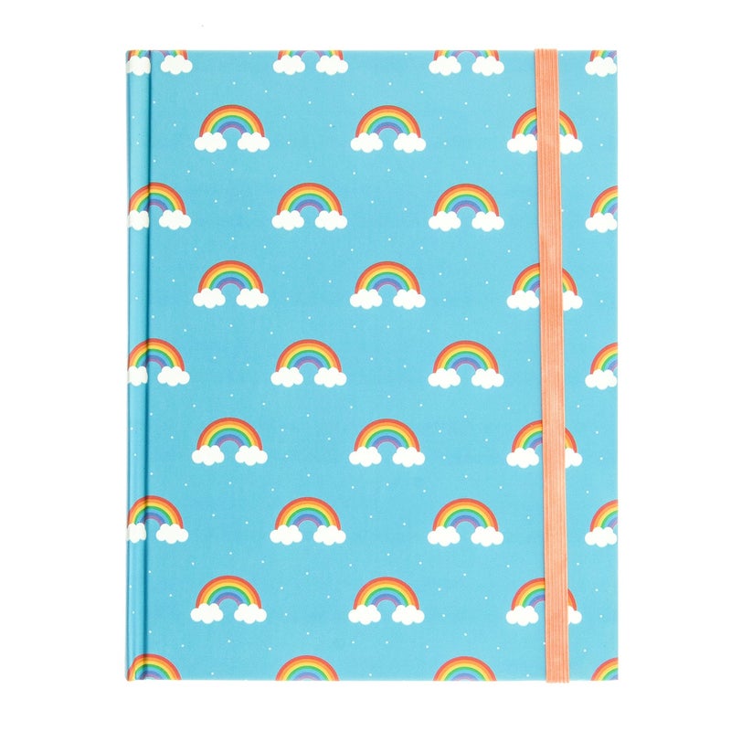Graphique Hardbound Journal, Rainbow Design â€“ Cute Portable Notebook, 200 Lined Pages, Blue Foil Cover With Rainbows and White Polka Dots, 6.75â€ x 8.5â€ x .75â€ - For Taking Notes, Lists and More - Image 1